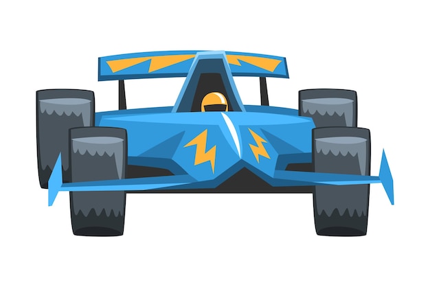 Ilustración vectorial de dibujos animados del coche de carreras de motor rápido azul