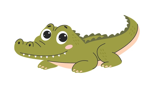 Ilustración vectorial de dibujos animados de cocodrilo aislada en un fondo blanco