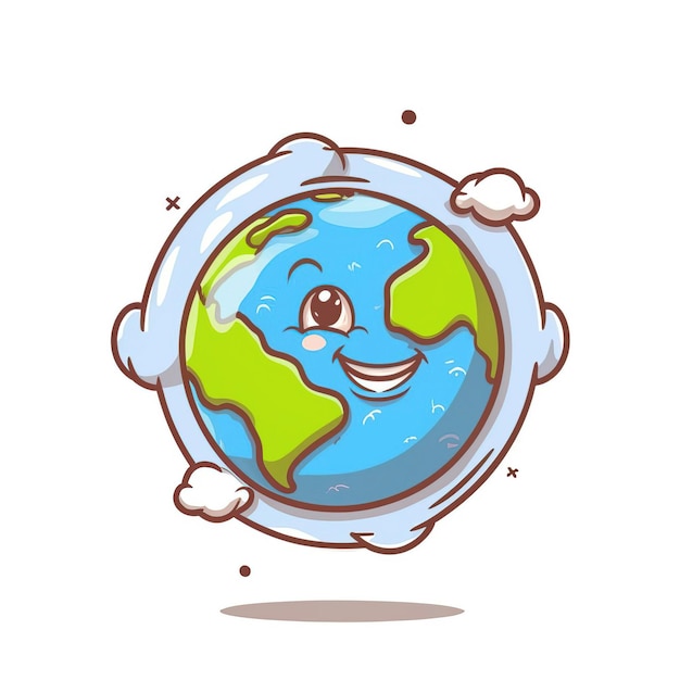 Ilustración vectorial dibujos animados colorido logotipo de la tierra pintura espacio de nubes universo global