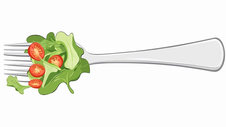 Vector ilustración vectorial de dibujos animados coloridos de un tenedor de ensalada aislado para proyectos de diseño