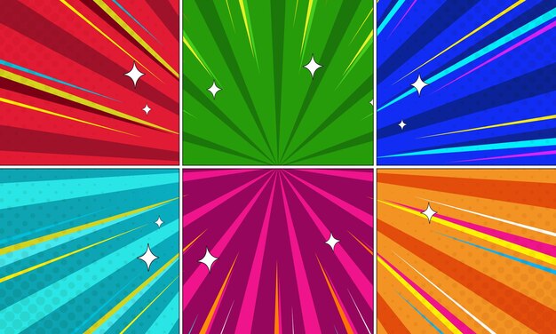 Ilustración vectorial de dibujos animados coloridos en verde rojo azul rosa cian y color naranja eps 10