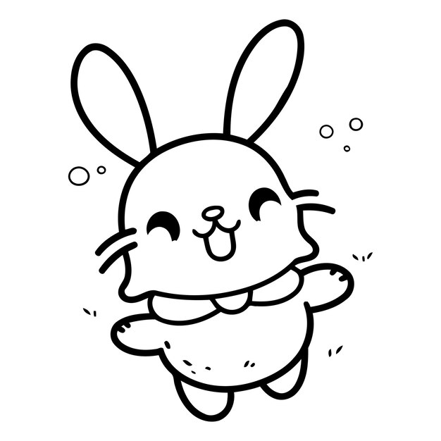 Ilustración vectorial de dibujos animados de conejo lindo en fondo blanco estilo plano de conejo de Pascua