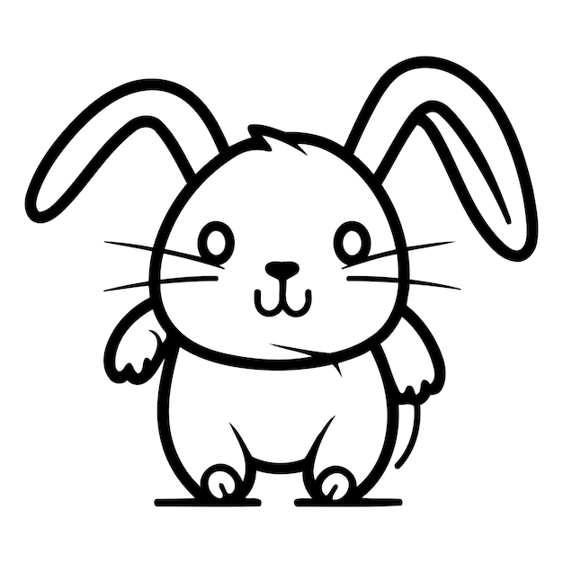Ilustración vectorial de dibujos animados de conejos lindos Diseño de personajes de conejitos lindos