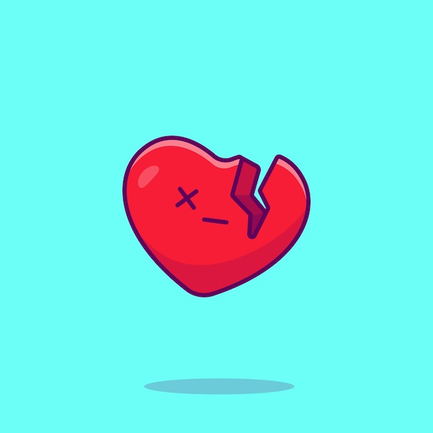 Ilustración vectorial de dibujos animados de corazón roto icono del concepto de San Valentín aislado