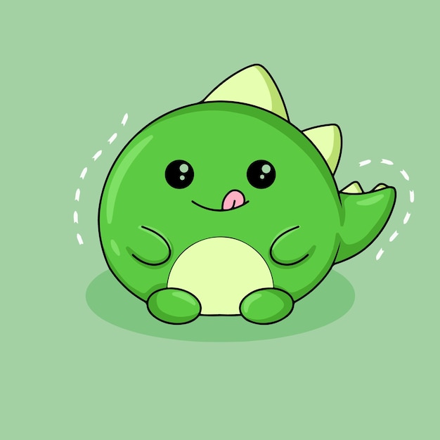 Ilustración vectorial de dibujos animados de dinosaurios verdes y lindos personaje de dibuyos animados.
