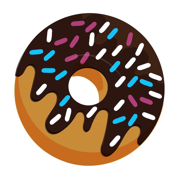 Ilustración vectorial de dibujos animados de donuts Varios tipos de donuts en glaseado y chocolate
