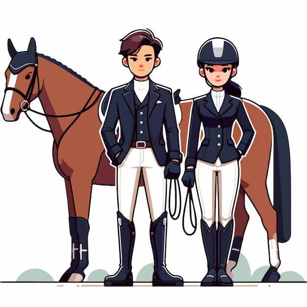Vector ilustración vectorial de dibujos animados equestres masculinos y femeninos