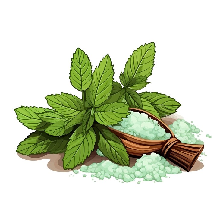 Vector ilustración vectorial de dibujos animados de especias de menta dibujada a mano