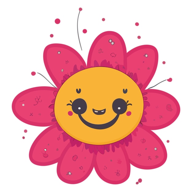 una ilustración vectorial de dibujos animados de flores lindas2