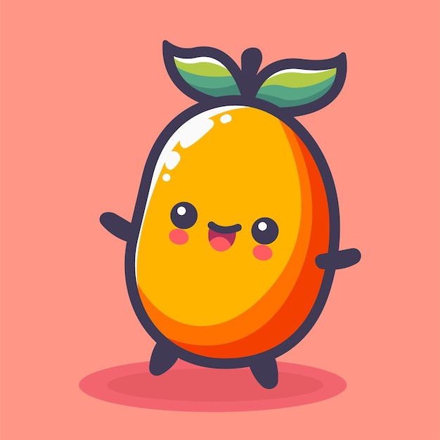 Vector ilustración vectorial de dibujos animados de frutas de mango