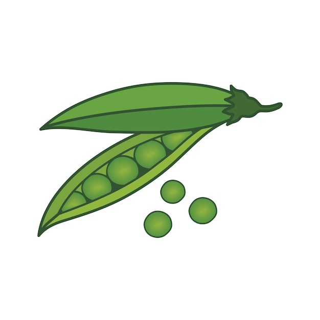Ilustración vectorial de dibujos animados de guisantes y verduras