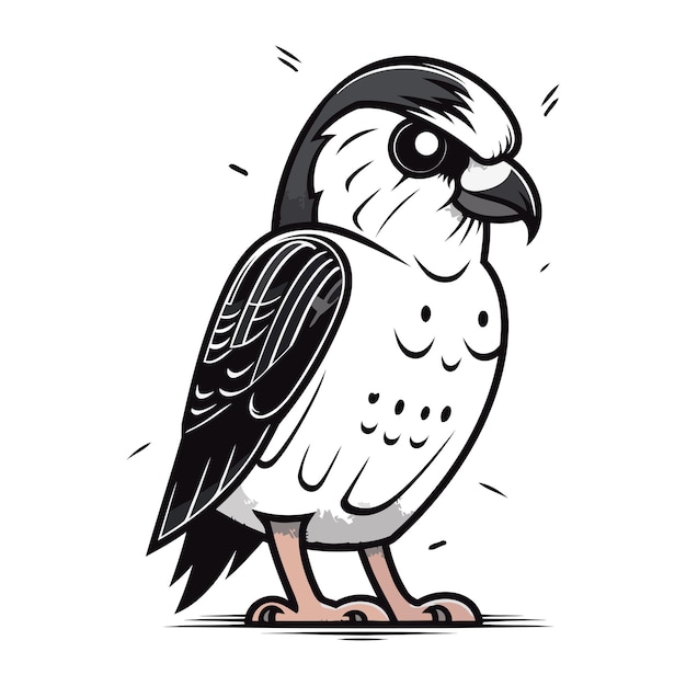 Ilustración vectorial de dibujos animados de halcón peregrino aislada en fondo blanco