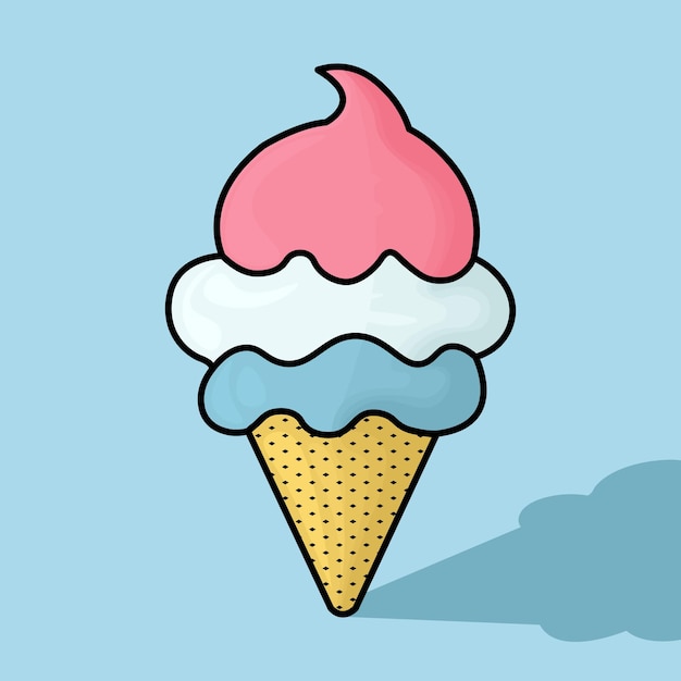 Ilustración vectorial de dibujos animados de helado Vector sencillo Concepto de alimentos Estilo de dibuyos animados plano