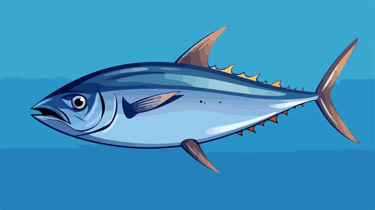 Vector ilustración vectorial de dibujos animados del icono del atún delgado