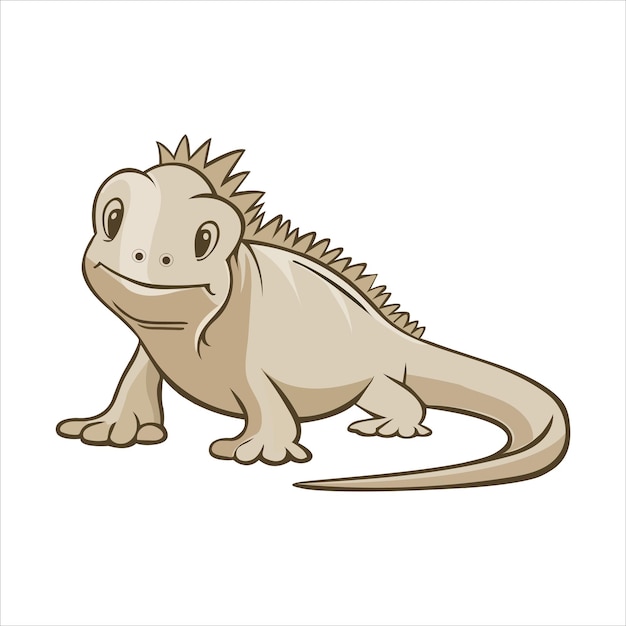 Ilustración vectorial de dibujos animados de una iguana sobre un fondo blanco