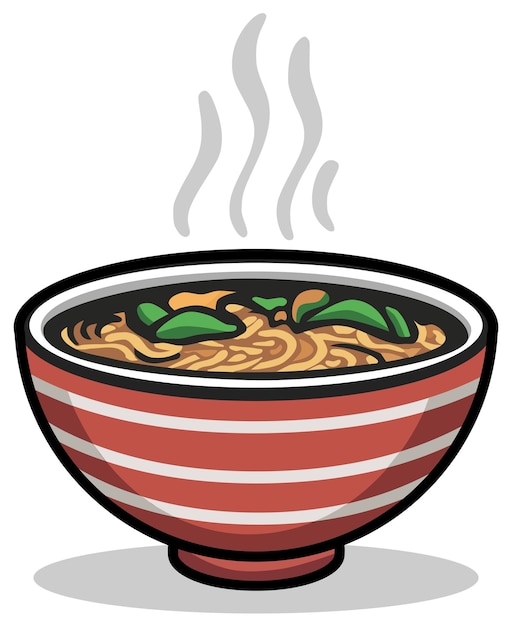 Ilustración vectorial de dibujos animados japoneses Ramen aislados