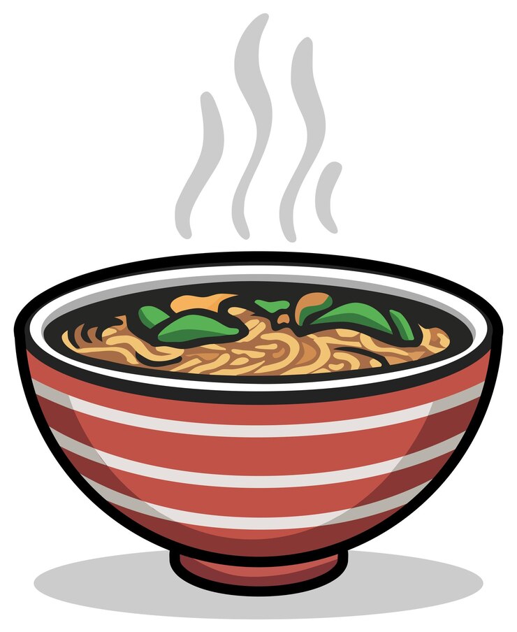 Vector ilustración vectorial de dibujos animados japoneses ramen aislados
