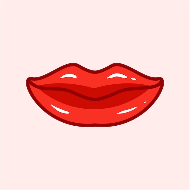 Ilustración vectorial de dibujos animados de labios rojos