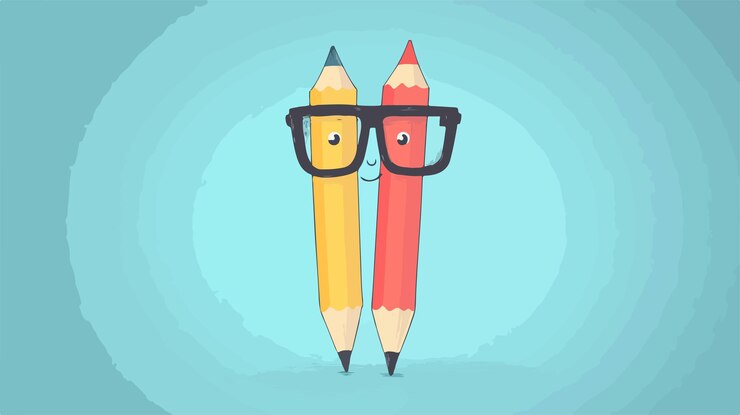 Vector ilustración vectorial de dibujos animados con lápiz de mascota retro colorida