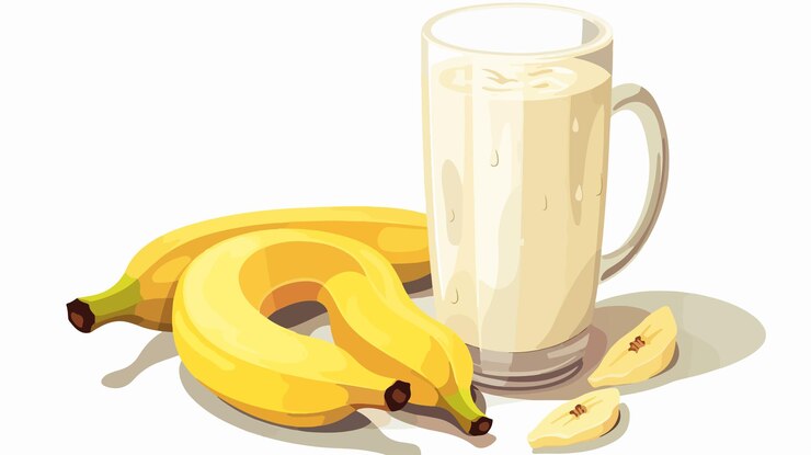 Vector ilustración vectorial de dibujos animados de leche y plátano