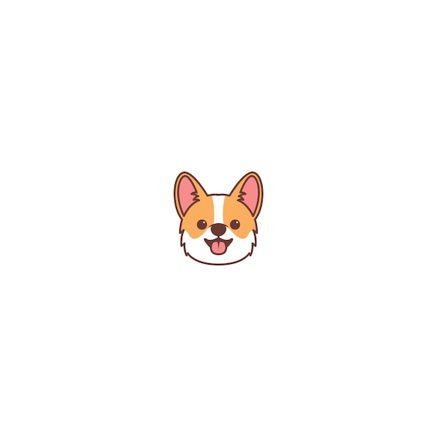 Ilustración vectorial de dibujos animados con la lengua de un perro corgi