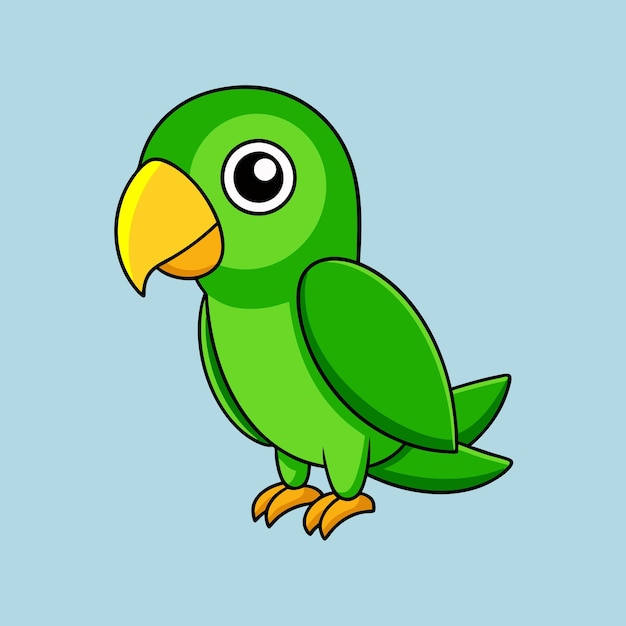 Ilustración vectorial de dibujos animados de loro verde Diseño vibrante y divertido