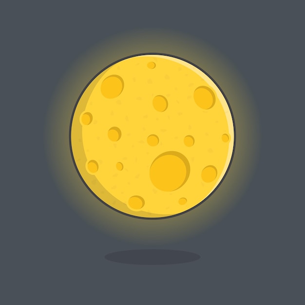 Ilustración Vectorial Dibujos Animados Luna Llena Icono Plano Luna Contorno