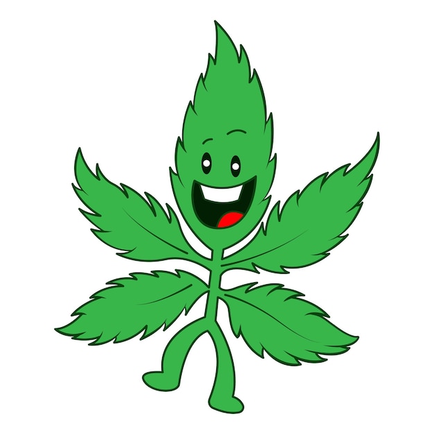 Ilustración vectorial de dibujos animados de marihuana riendo