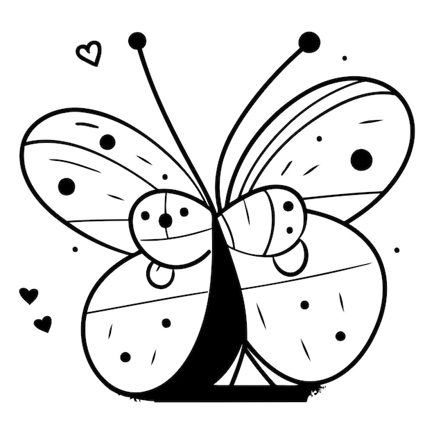 Ilustración vectorial de dibujos animados de mariposas Mariposa linda dibujada a mano