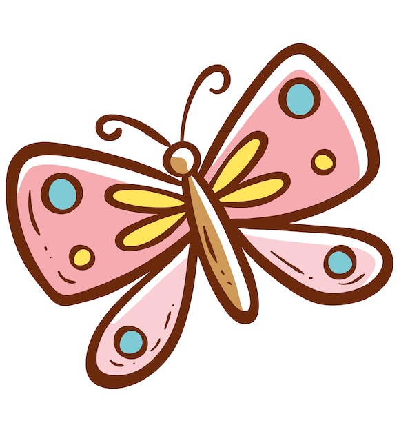 Ilustración vectorial de dibujos animados de mariposas