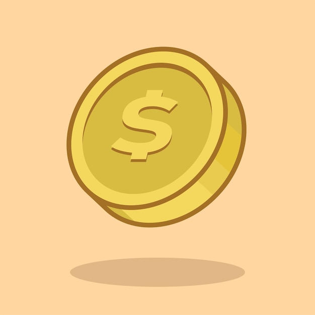 Ilustración vectorial de dibujos animados Moneda Vector Moneda Ilustración vectoria de monedas de oro e icono para imprimir y