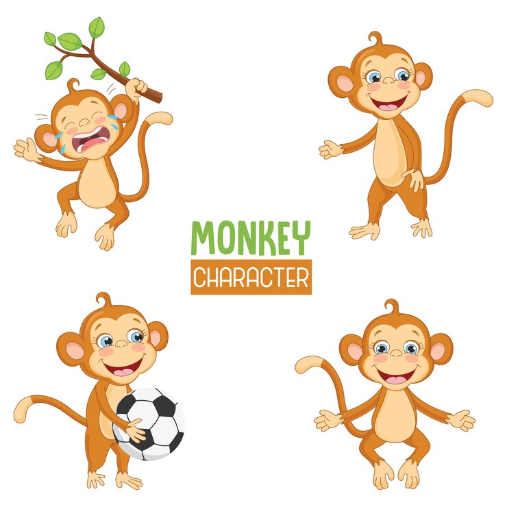 Vector ilustración vectorial de dibujos animados monos