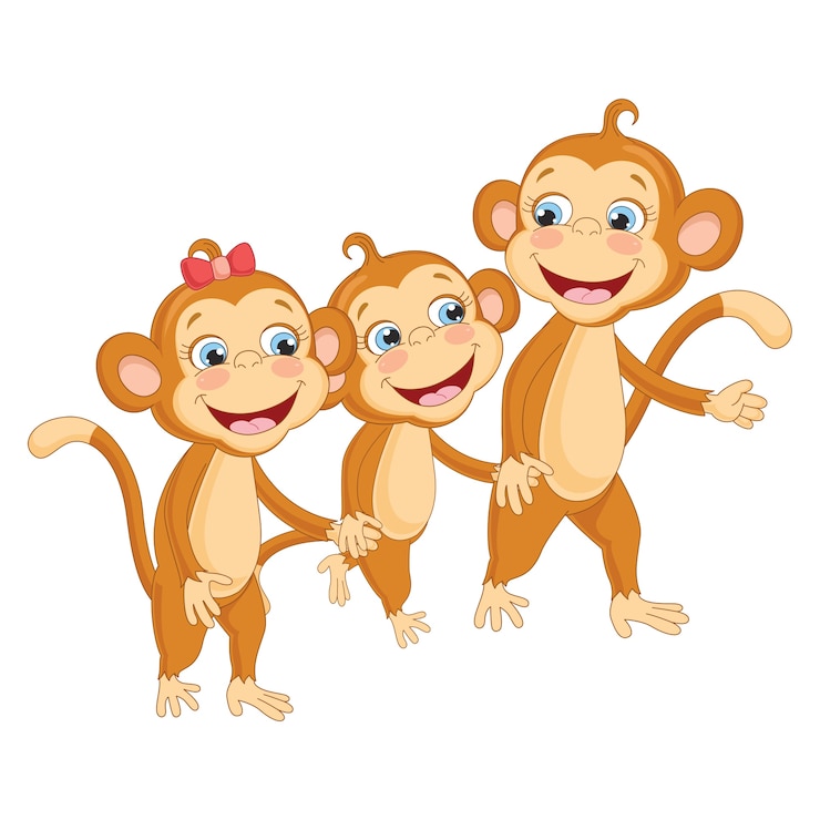 Vector ilustración vectorial de dibujos animados monos