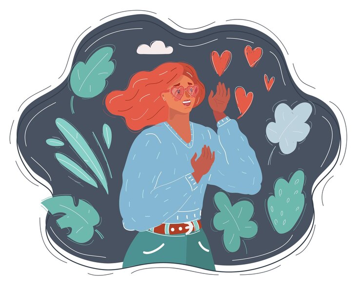 Vector ilustración vectorial de dibujos animados de una mujer enamorada