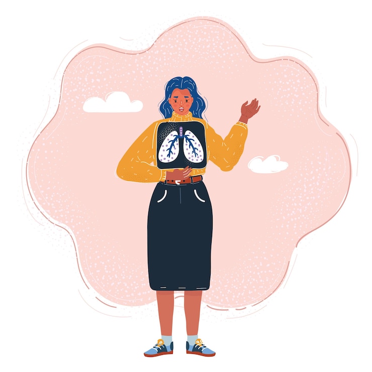 Vector ilustración vectorial de dibujos animados de una mujer con una toma de rayos x en sus manos