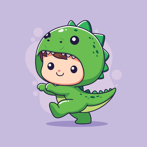 Ilustración vectorial de dibujos animados del niño cocodrilo