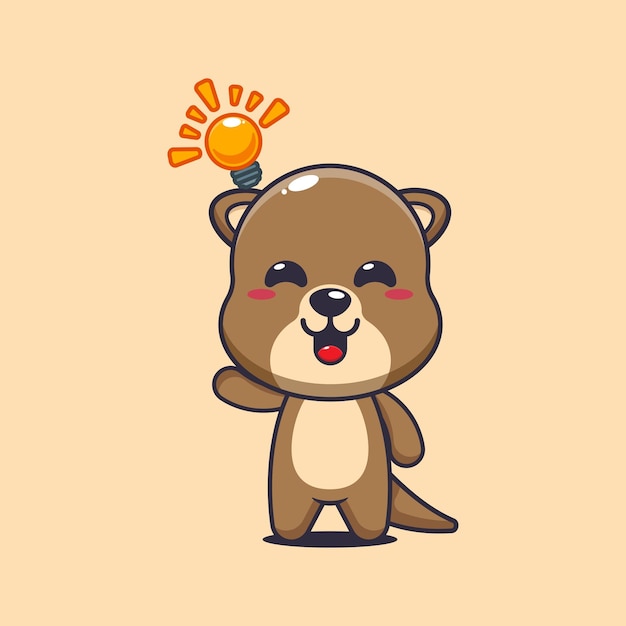 Ilustración vectorial de dibujos animados de nutria para obtener una idea