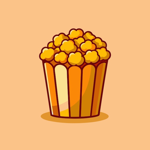 Ilustración vectorial de dibujos animados de palomitas de maíz Diseño plano