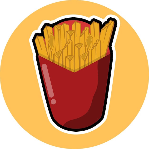 Vector ilustración vectorial de dibujos animados de papas fritas lindas