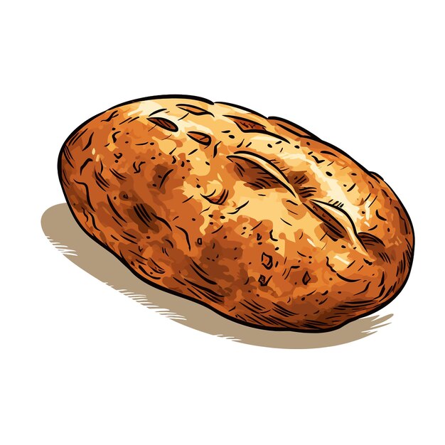 Ilustración vectorial de dibujos animados de patatas al horno dibujada a mano