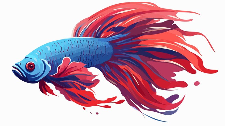 Vector ilustración vectorial de dibujos animados de peces luchadores siameses de colores