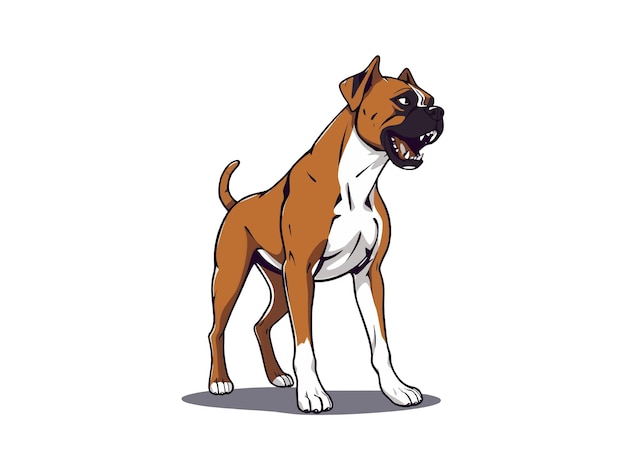 Ilustración vectorial de dibujos animados de perros boxeadores domésticos
