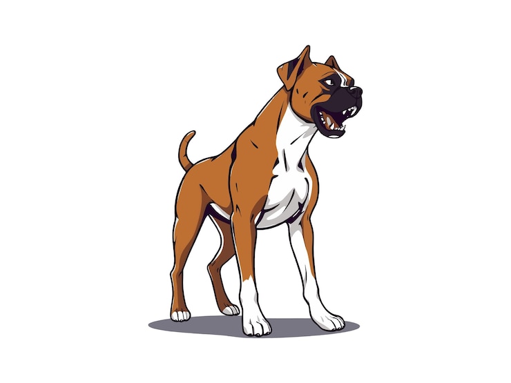 Vector ilustración vectorial de dibujos animados de perros boxeadores domésticos
