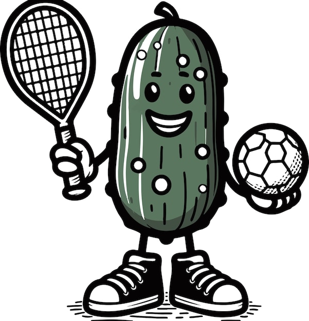 Ilustración vectorial de dibujos animados de Pickleball en fondo blanco