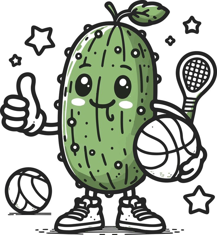 Vector ilustración vectorial de dibujos animados de pickleball en fondo blanco