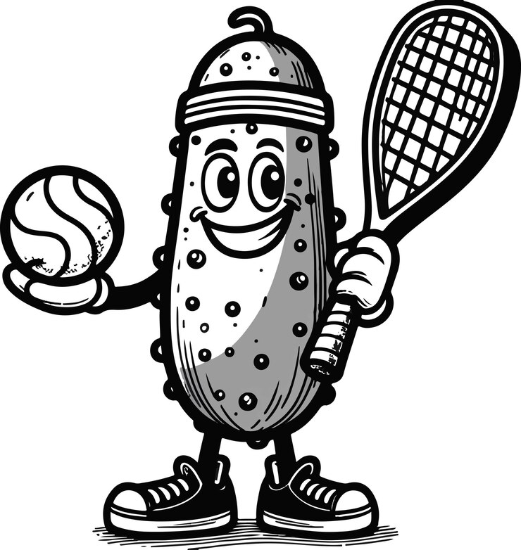 Vector ilustración vectorial de dibujos animados de pickleball en fondo blanco