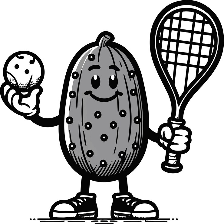 Vector ilustración vectorial de dibujos animados de pickleball en fondo blanco