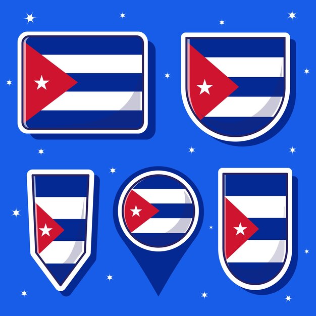 Ilustración vectorial de dibujos animados plana de la bandera nacional de Cuba con muchas formas en el interior