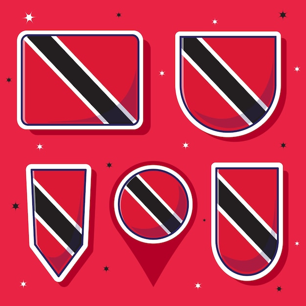 Ilustración vectorial de dibujos animados plana de la bandera nacional de Trinidad y Tobago con muchas formas en el interior