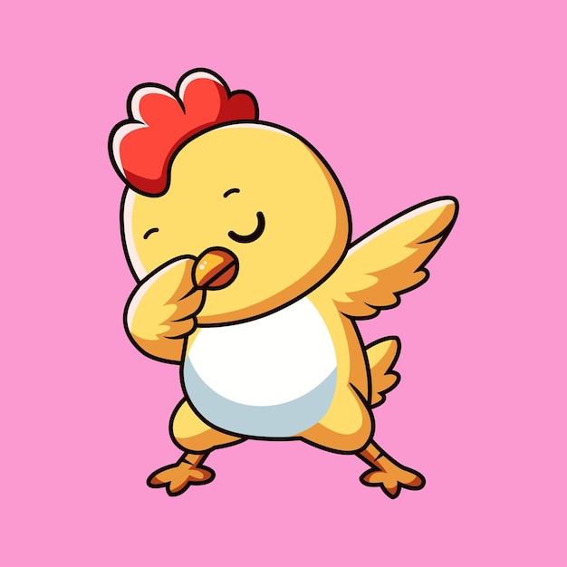 Ilustración vectorial de dibujos animados de la pose de pollo lindo